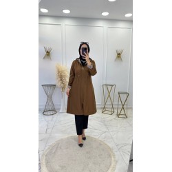 Çizgili Trenç Kahve