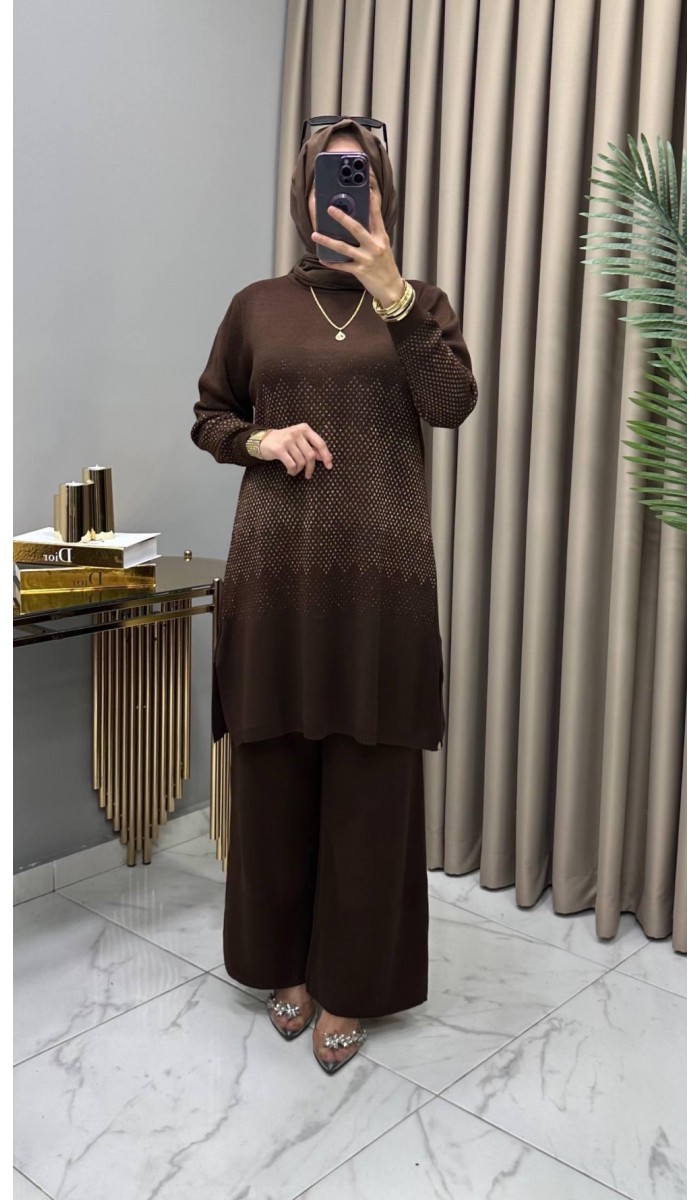 Yağmur Triko Takım Kahve