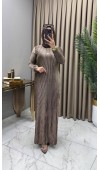Multi Piliseli Kadife Elbise Kahve Multi Piliseli Kadife Elbise Kahve