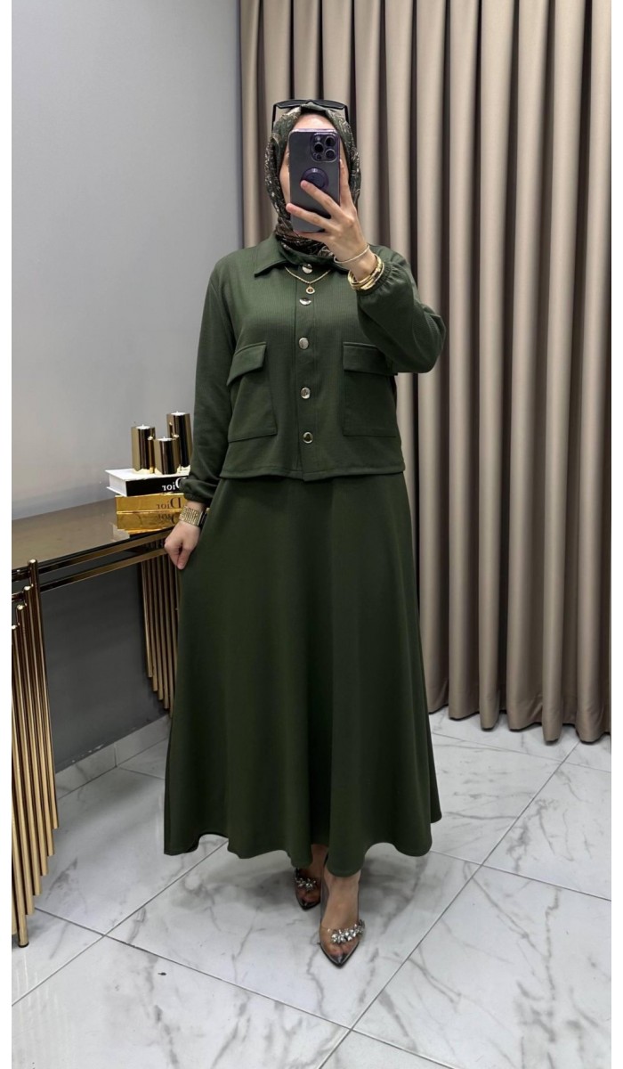 Yasemin Ceket Elbise Takım Haki