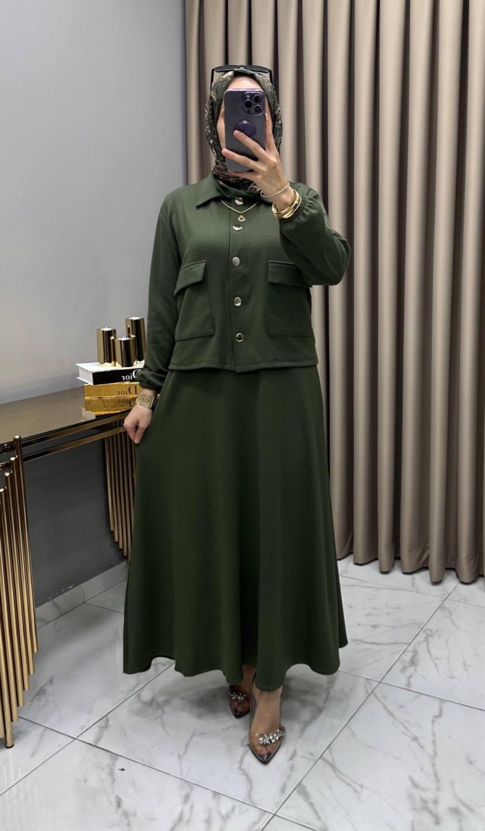 Yasemin Ceket Elbise Takım Haki