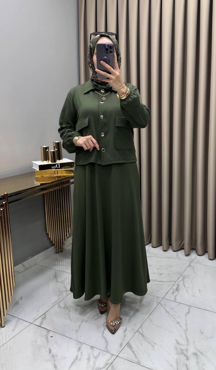 Yasemin Ceket Elbise Takım Haki