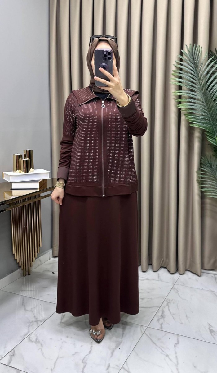 Serenay Taşlı Takım Kahve