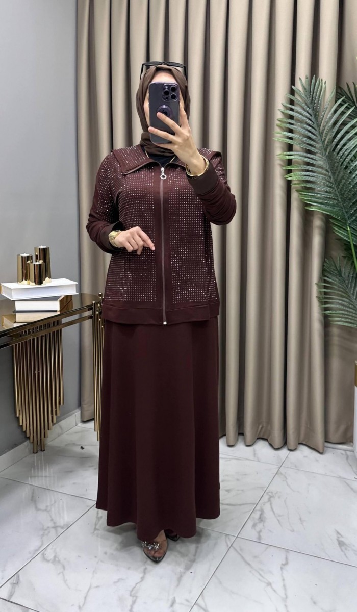 Serenay Taşlı Takım Kahve