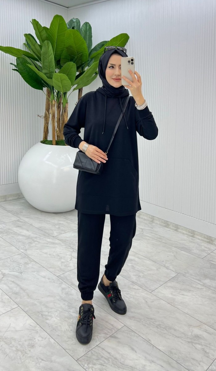 Siyah Mine Takım Tesettür Giyim