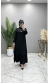 Ebrar Broşlu Elbise Siyah
