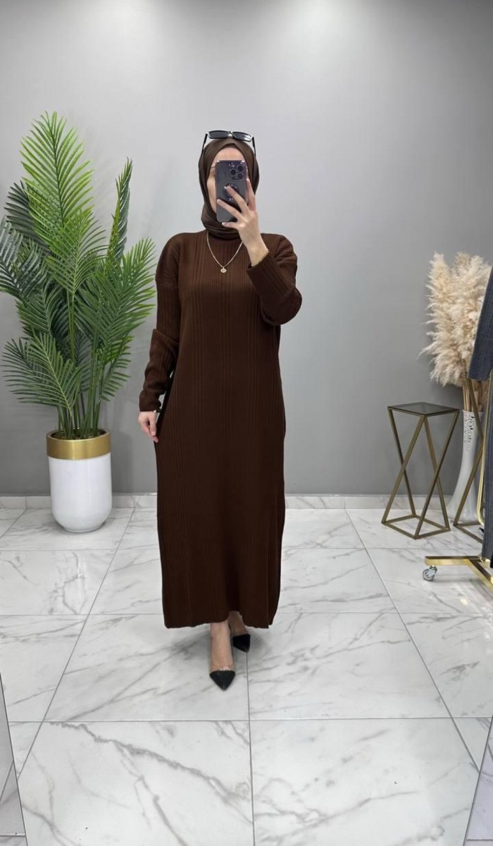 Eda Triko Elbise Kahve