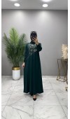 Dolunay Taşlı Elbise Zümrüt