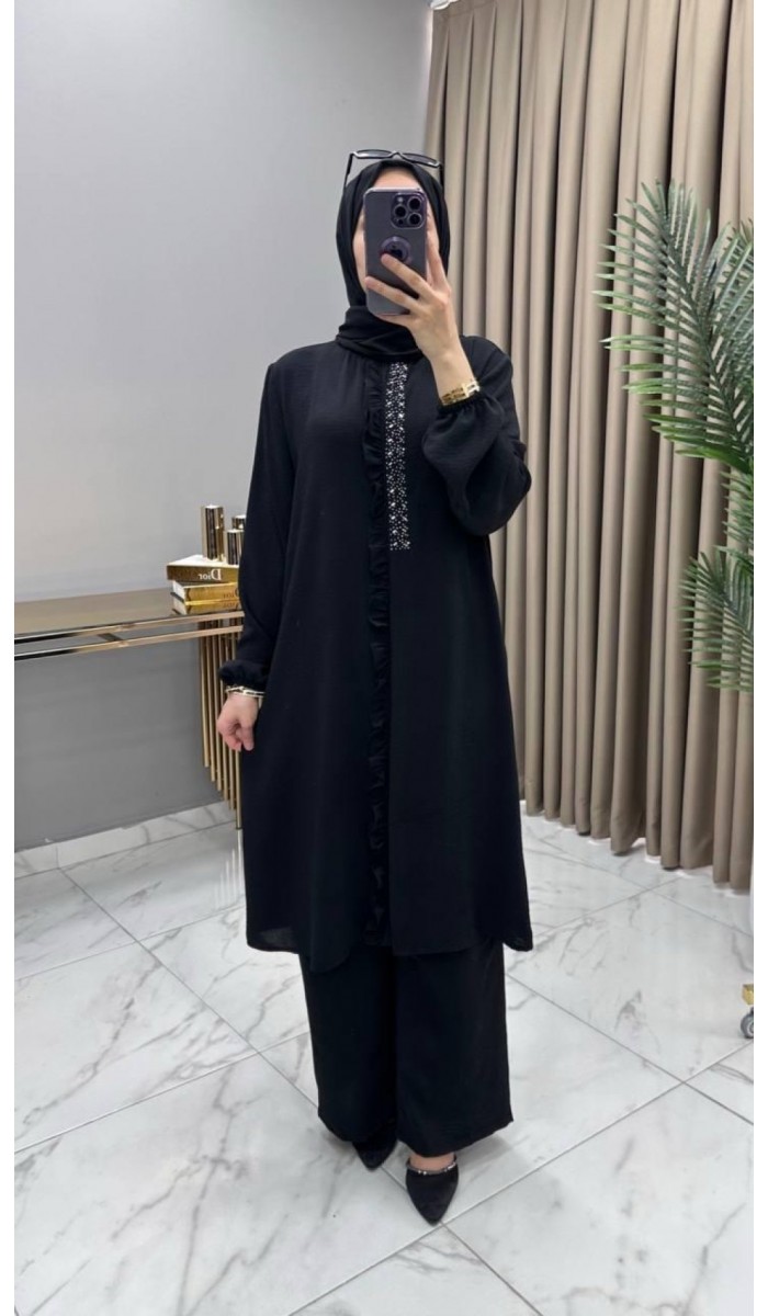 Taşlı Takım Siyah