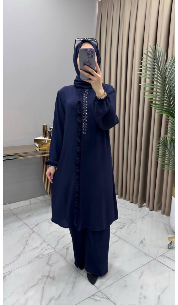 Taşlı Takım Lacivert