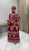 Nisan Elbise Bordo