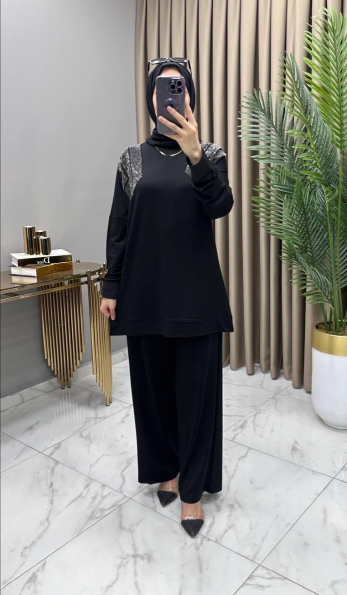 Gizem Taşlı Takım Siyah