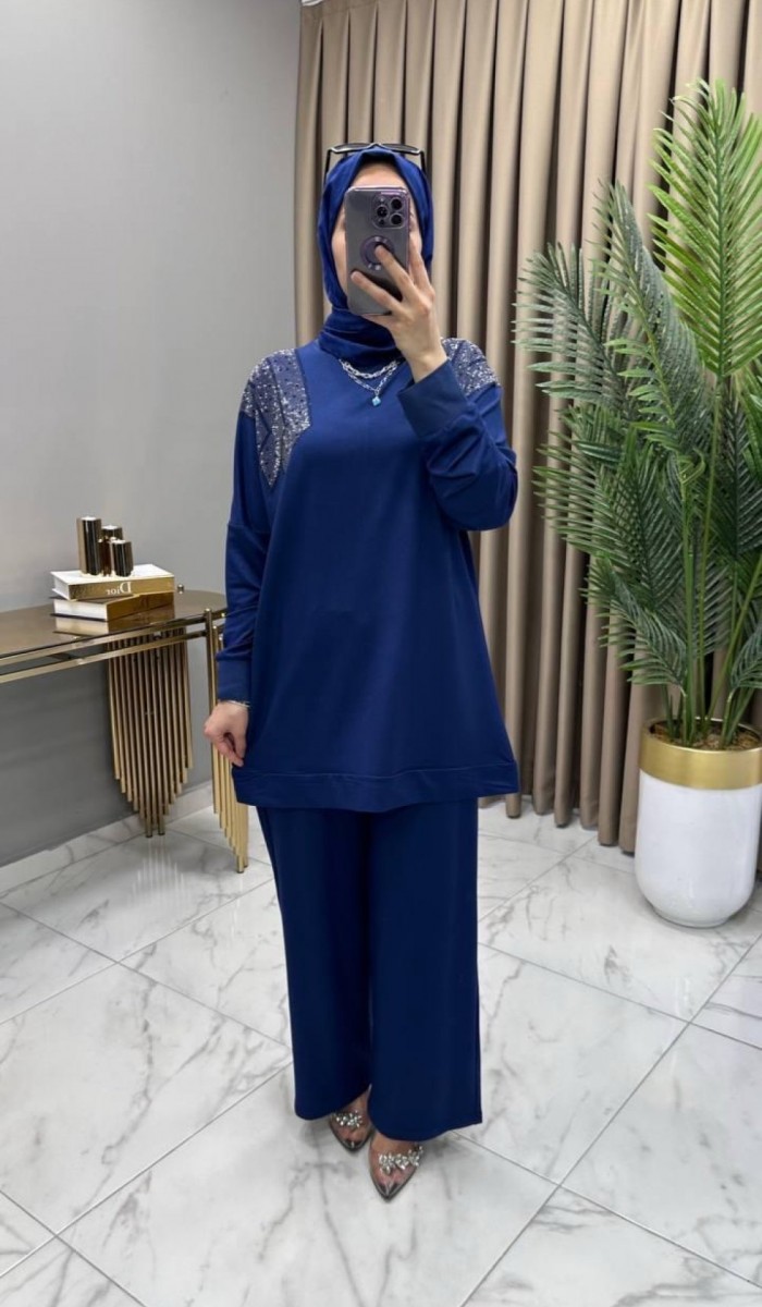 Gizem Taşlı Takım İndigo
