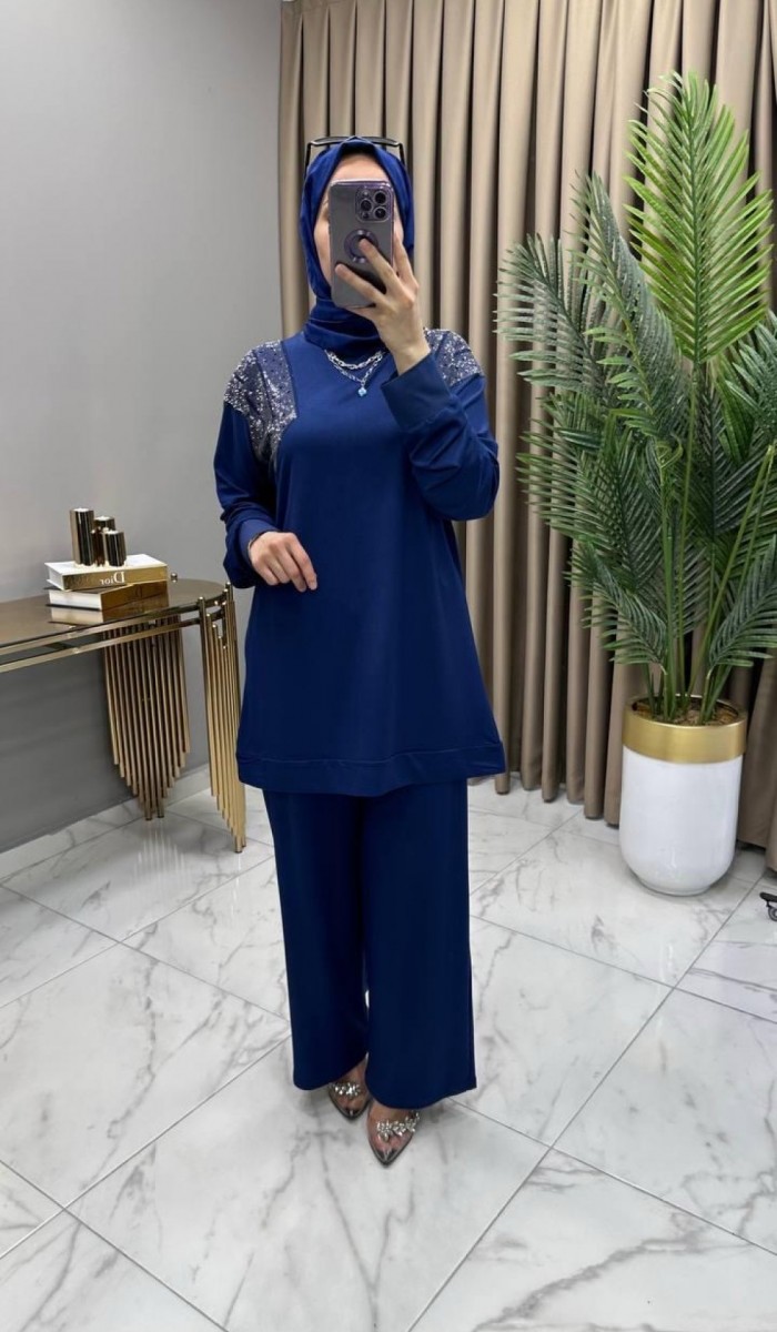 Gizem Taşlı Takım İndigo
