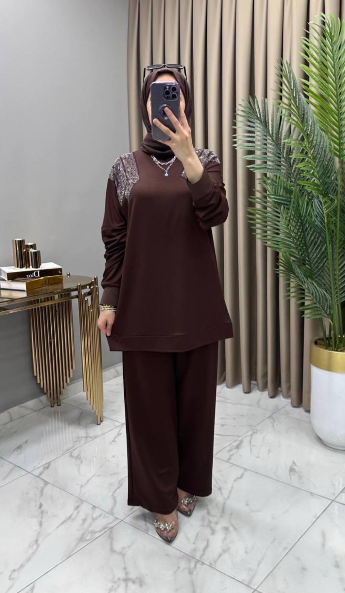 Gizem Taşlı Takım Kahve