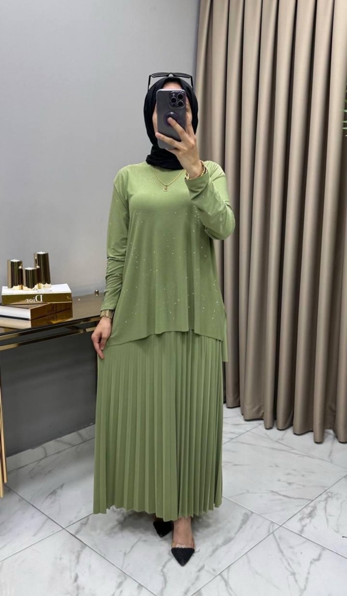 Mayda Etekli Takım Mint