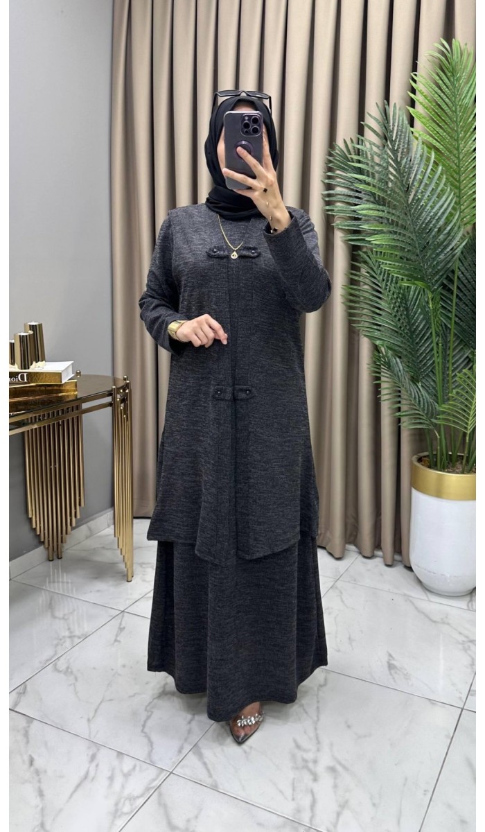 Yelekli Elbise Takım Siyah