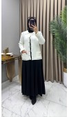 Ayla Çelik Örme Triko Hırka Ekru
