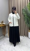 Ayla Çelik Örme Triko Hırka Ekru