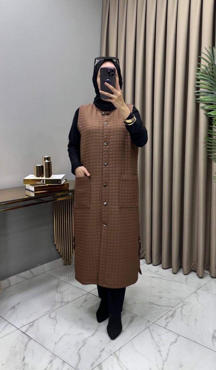 Nida Kapitone Yelek Kahve