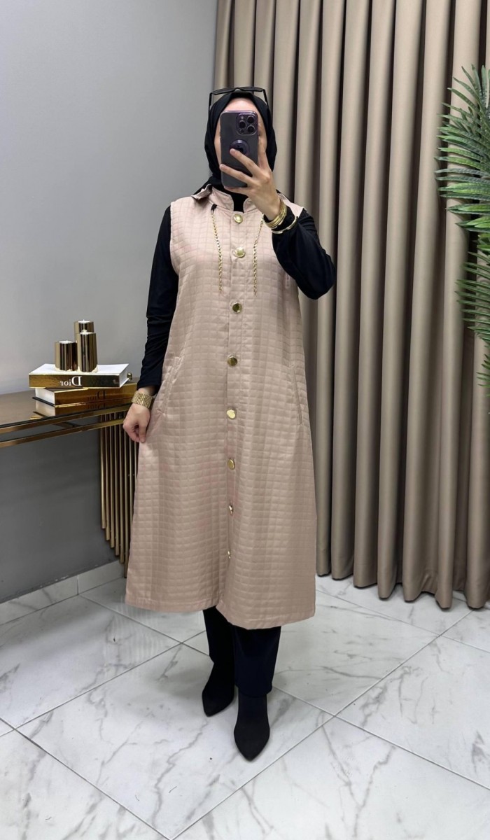 Aylin Kapitone Yelek Krem