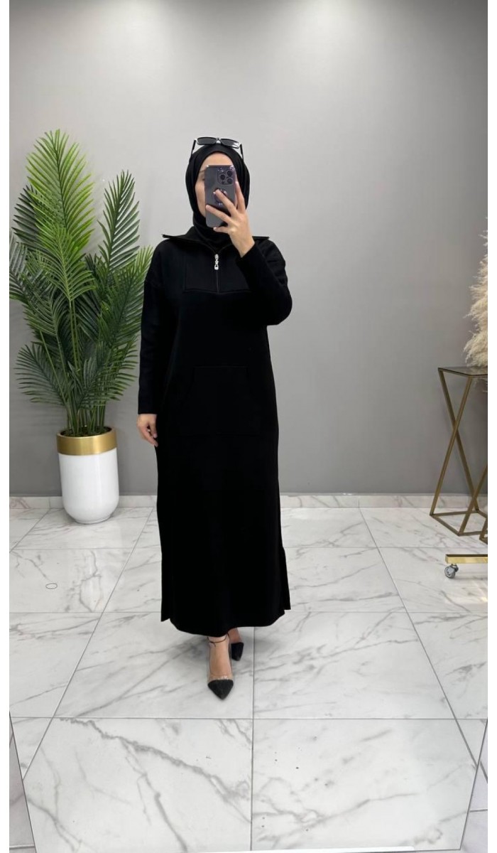 Zehra Triko Elbise Siyah