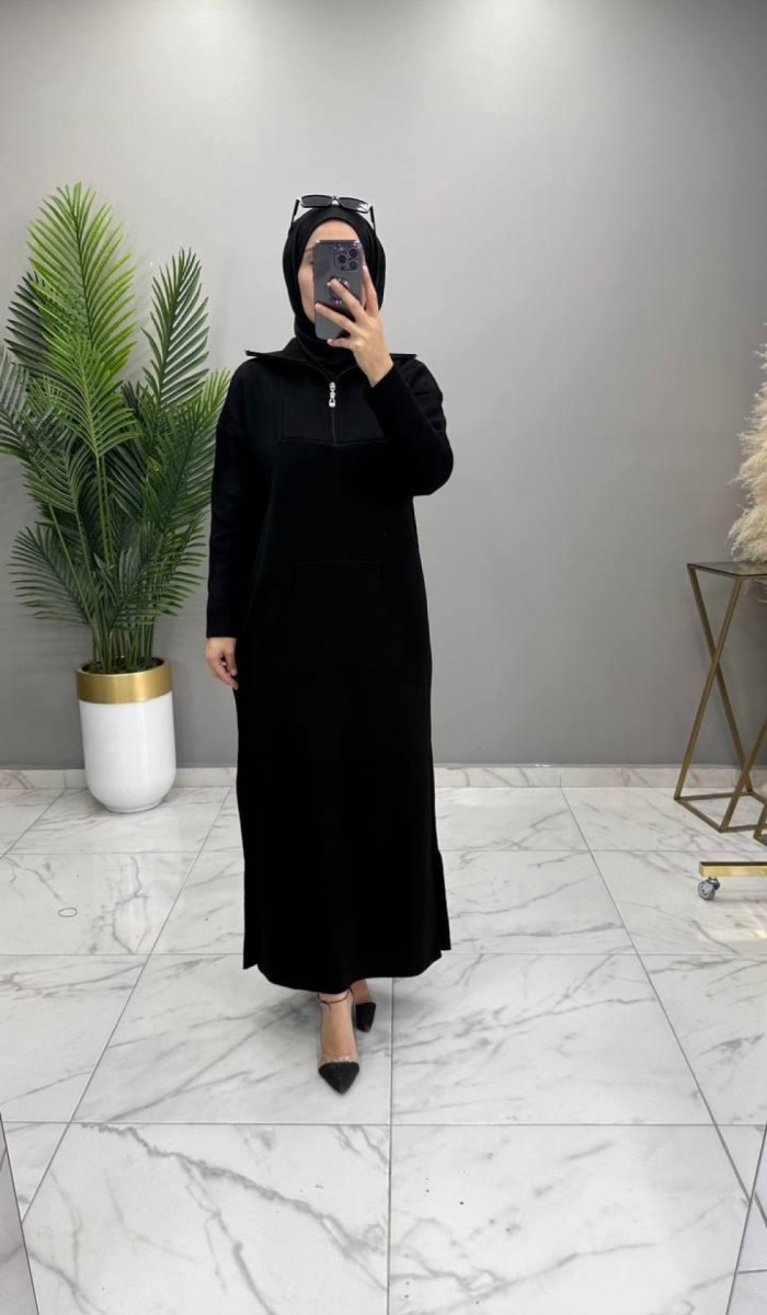 Zehra Triko Elbise Siyah