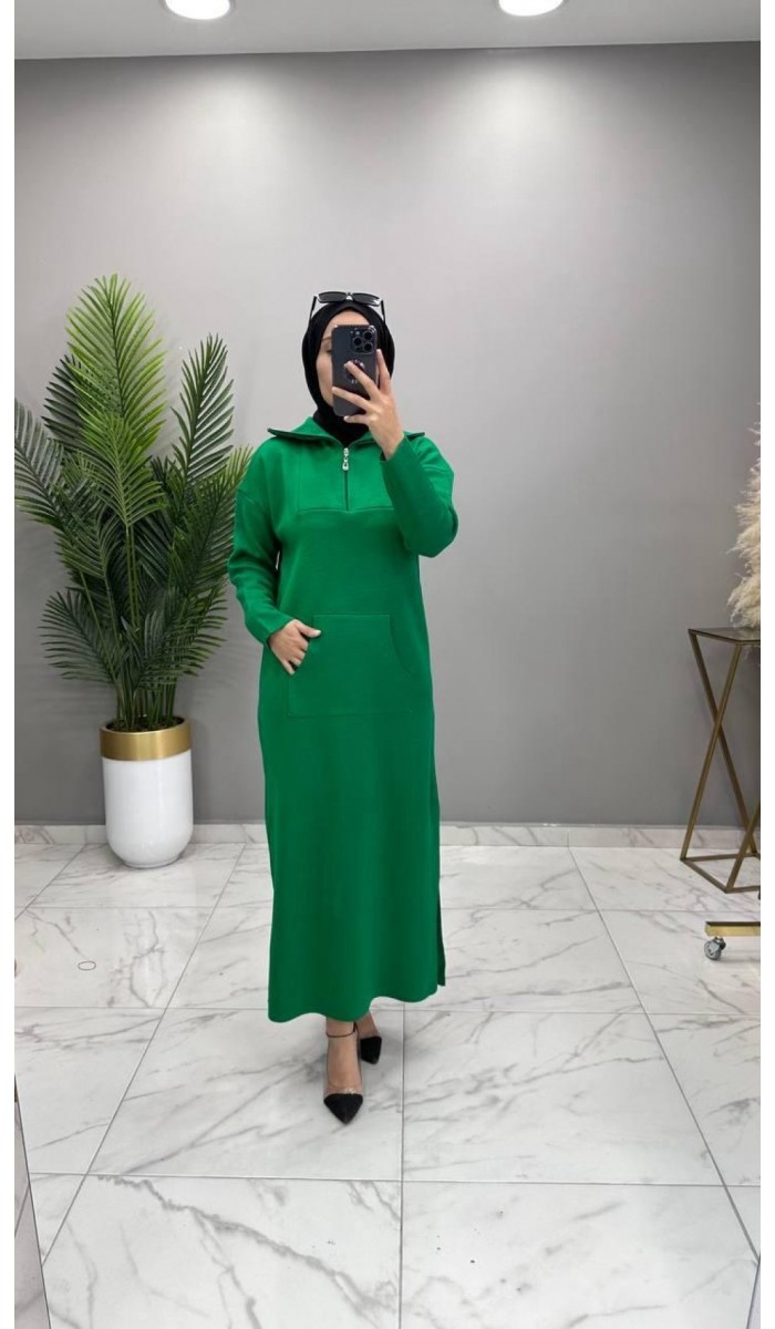 Zehra Triko Elbise Zümrüt