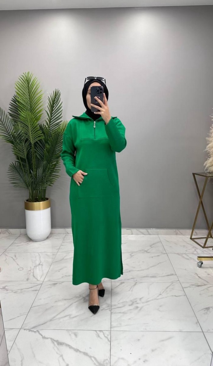 Zehra Triko Elbise Zümrüt