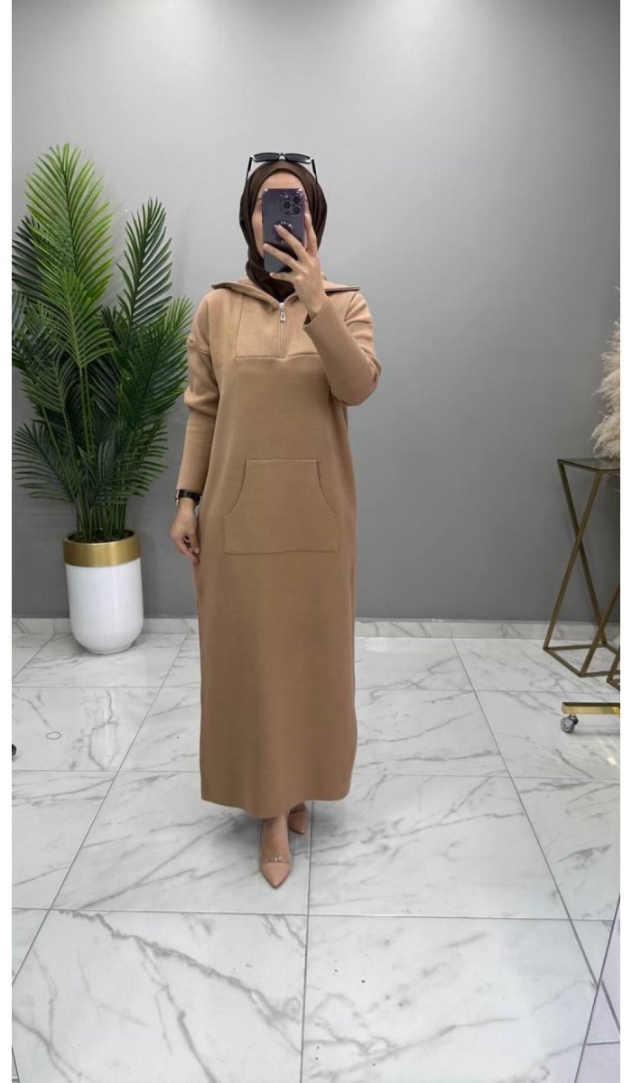 Zehra Triko Elbise Vizon