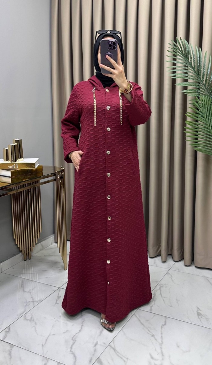 Ilgın Yün Kapitone Kaban Bordo