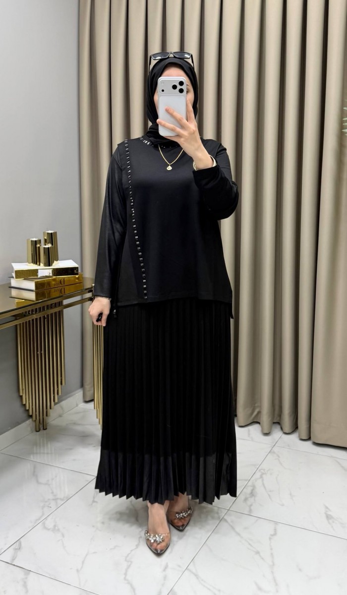 Helen Etekli Takım Siyah