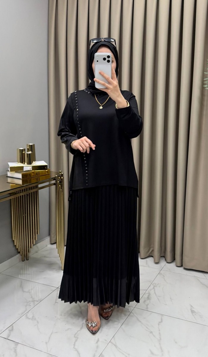 Helen Etekli Takım Siyah