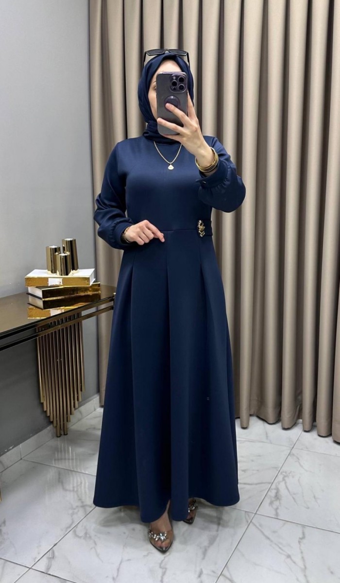 Öznur Elbise Lacivert
