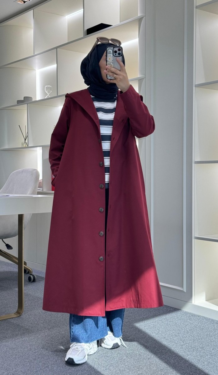 Kapüşonlu Astarlı Trençkot