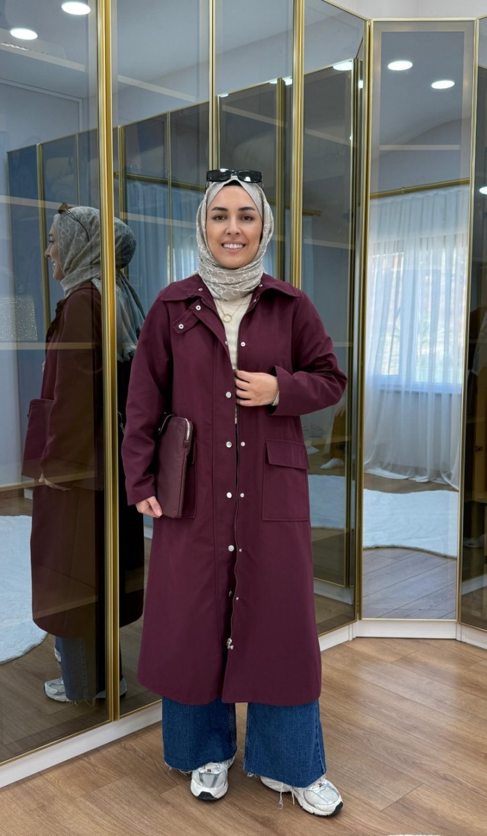 Çıtçıtlı Detaylı Parka Trençkot