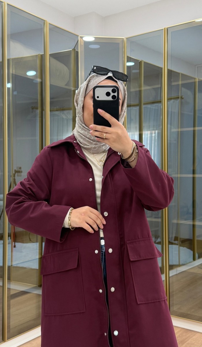 Çıtçıtlı Detaylı Parka Trençkot