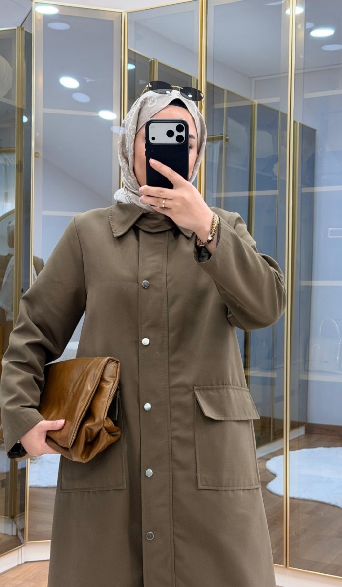 Çıtçıtlı Detaylı Parka Trençkot