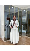 Kulp Detaylı Ceket Etekli Takım