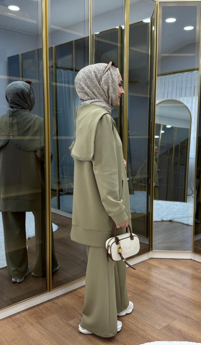 Taşlı Scuba Pantolon Takım