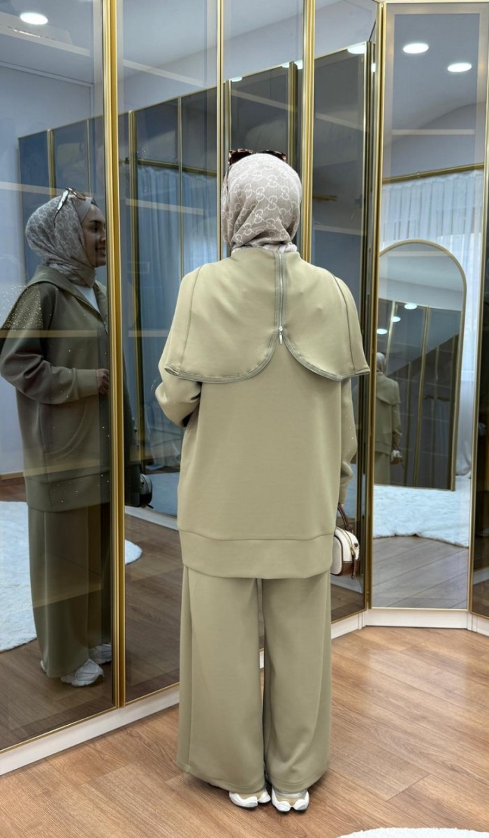 Taşlı Scuba Pantolon Takım