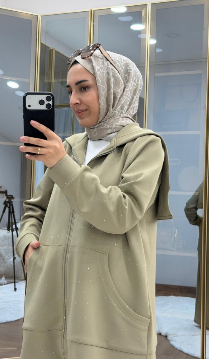 Taşlı Scuba Pantolon Takım