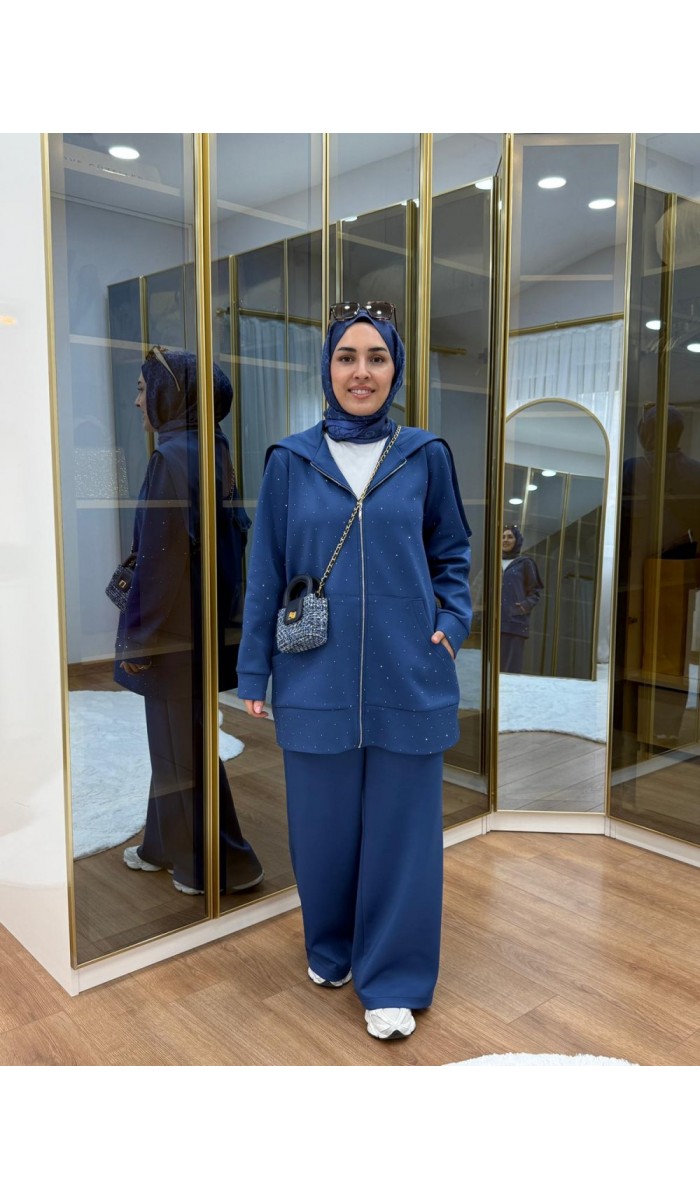 Taşlı Scuba Pantolon Takım