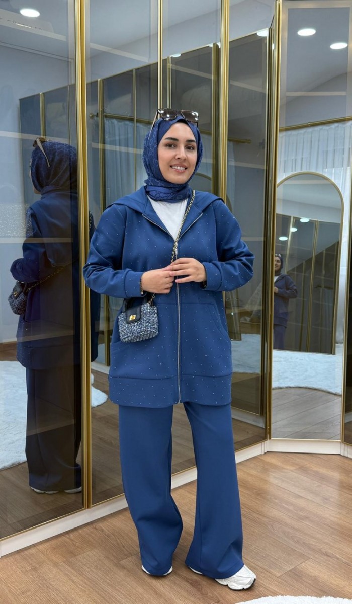 Taşlı Scuba Pantolon Takım