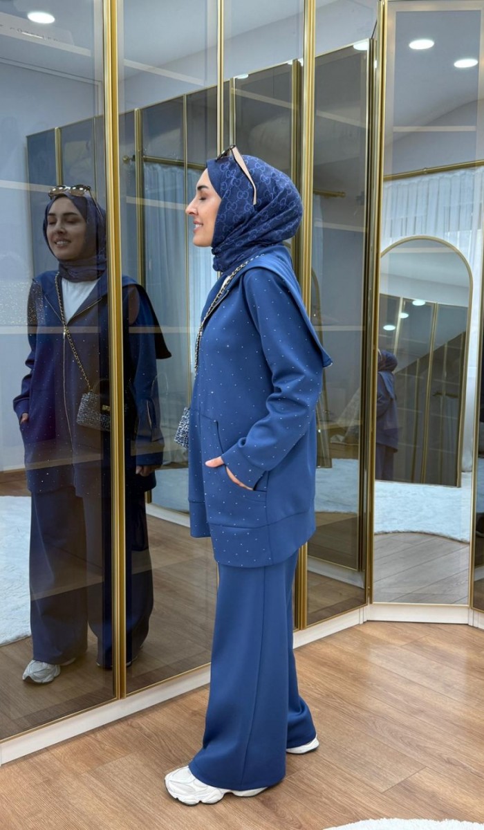 Taşlı Scuba Pantolon Takım