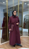Fermuar Detaylı Maksi Boy Trençkot