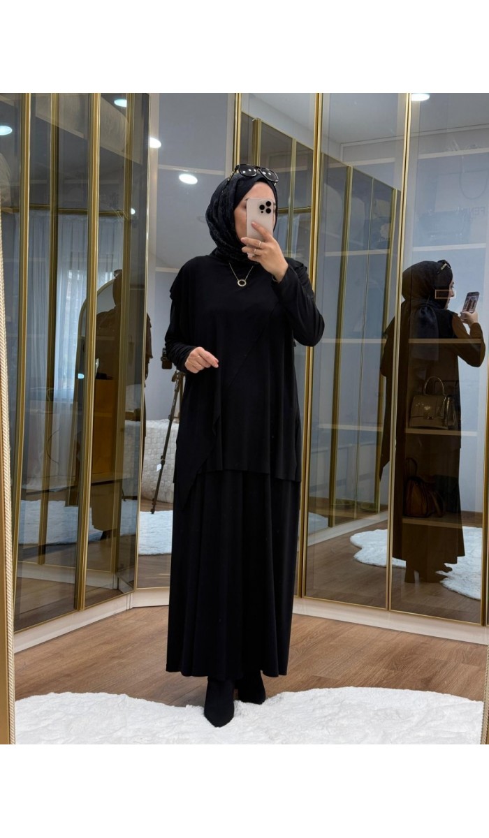 Çapraz Şal Detaylı Tilda Kumaş Takım