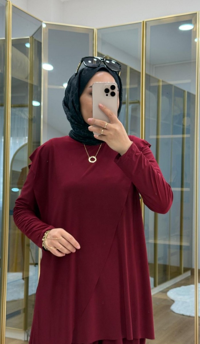 Çapraz Şal Detaylı Tilda Kumaş Takım
