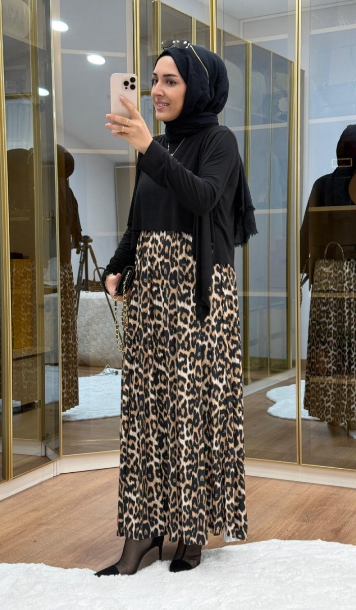 Leopar Desen  Tilda Elbise