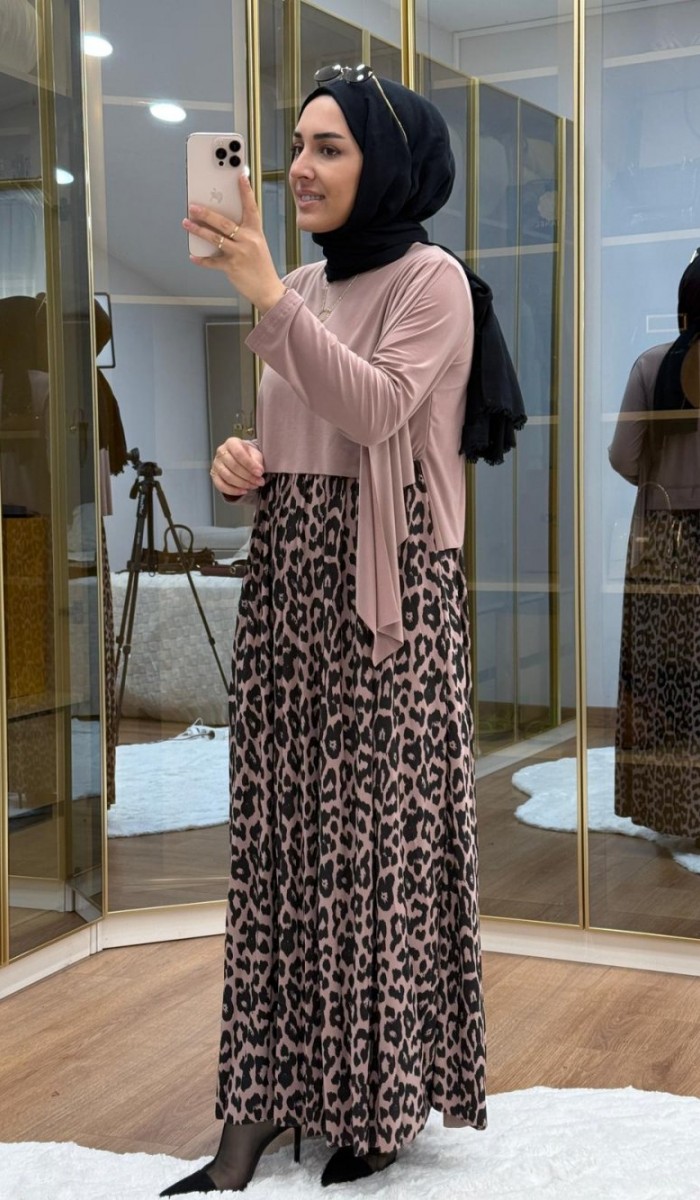 Leopar Desen  Tilda Elbise